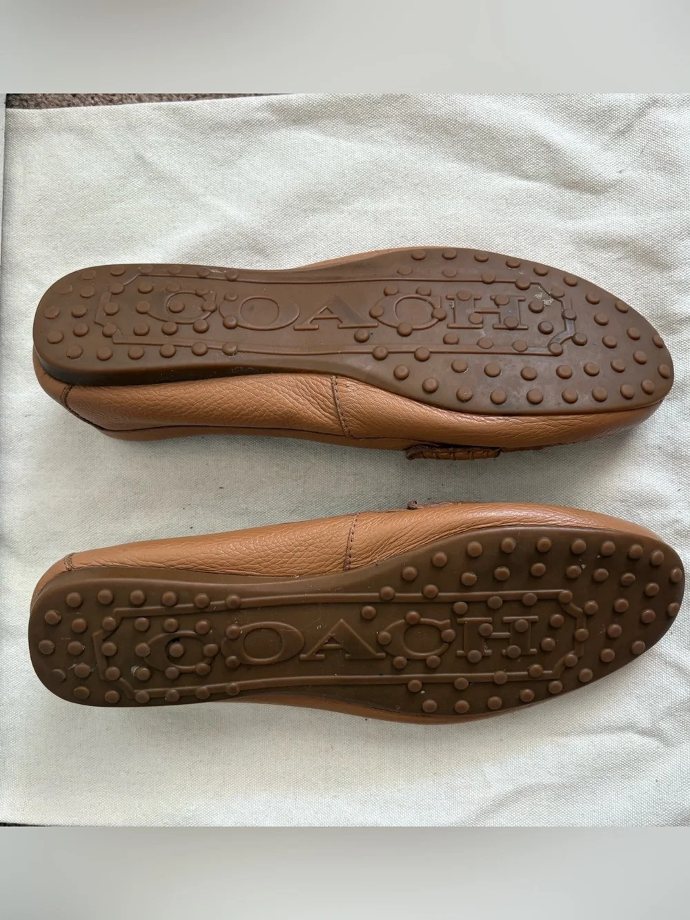 Coach Women's Brown Leather Slip-On Fredrica Loafers Logo Comfort Round Toe 9.5